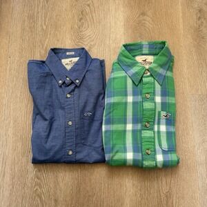 Hollister California Stretch Long Sleeve Plaid Button Down Size Medium Bundle